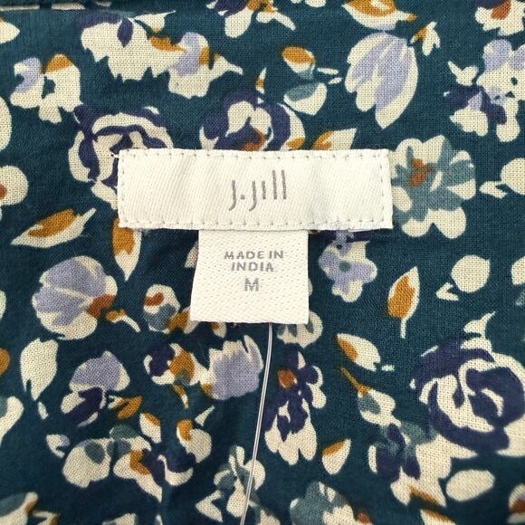 NWT J.Jill Plaid Button Front Shirt Dress Tunic Green Navy Check | Medium - Picture 4 of 8